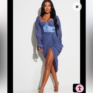 Pretty little thing blue chiffon midi dress size US 12